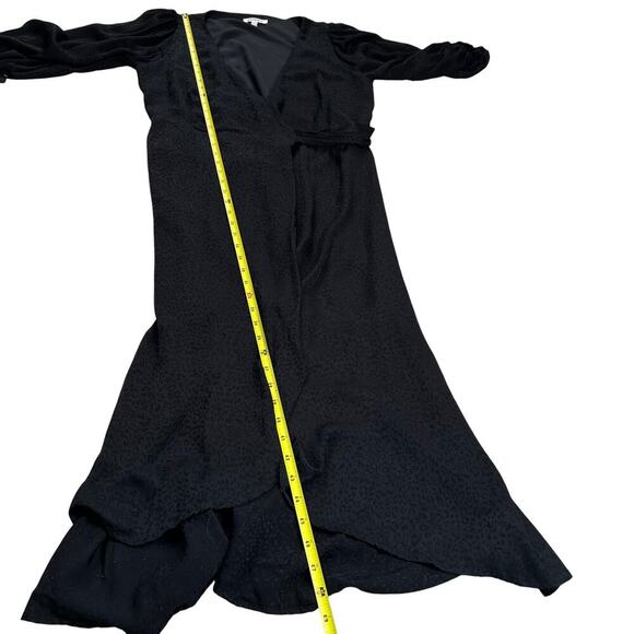 Good American Black Cheetah Print Wrap Dress Romantic Flirty Size 3 (L) - Picture 10 of 10